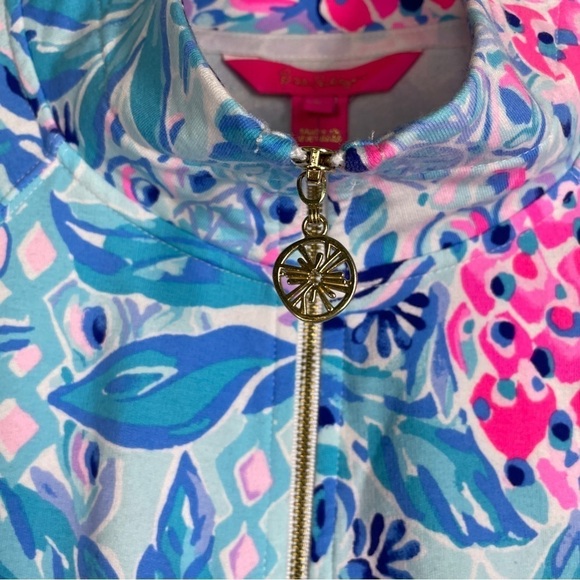 Lilly Pulitzer Skipper Cropped Popover In Zanzibar Blue Party Princess L - Picture 3 of 8